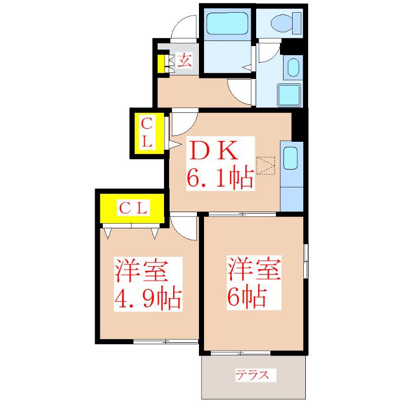 サンリットM・I(2DK/1階)の間取り写真
