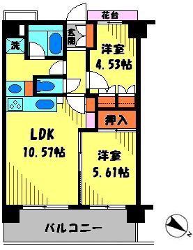 PIATOWN21(2LDK/4階)の間取り写真