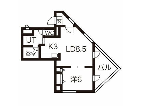 さんぱちBLDI(1LDK/6階)の間取り写真