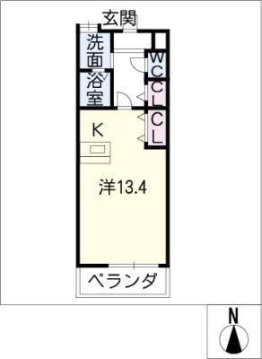 キャッスル常滑(ワンルーム/2階)の間取り写真