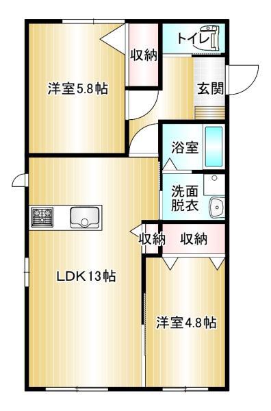 RASPBERRY(2LDK/1階)の間取り写真