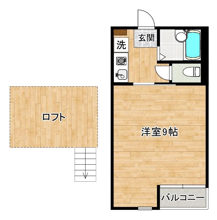 MOON下到津A(1K/2階)の間取り写真