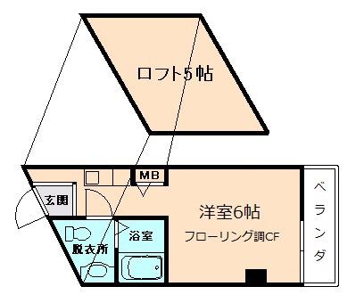 紅風荘(1K/2階)の間取り写真