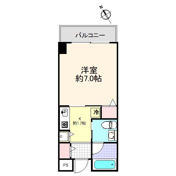 日昇ビル(1K/6階)の間取り写真