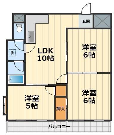 シャレム・クレイン(3LDK/2階)の間取り写真