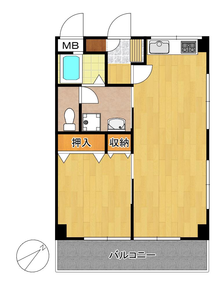 第2春木マンション(1LDK/2階)の間取り写真
