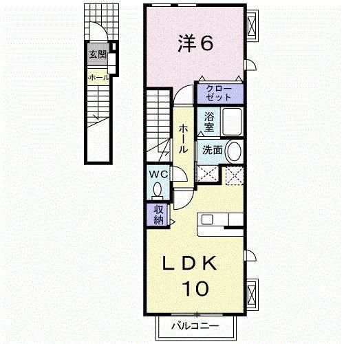 プロムナ-ド月出(1LDK/2階)の間取り写真