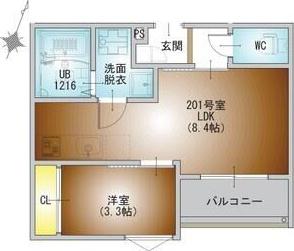 REGALEST守山II(1LDK/2階)の間取り写真