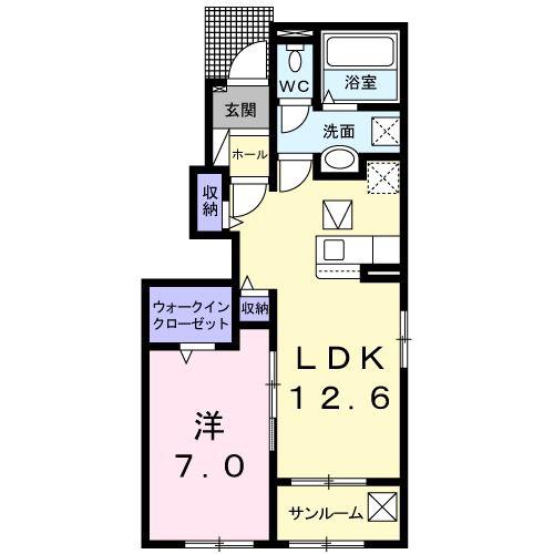 エスポアール・メゾンII(1LDK/1階)の間取り写真