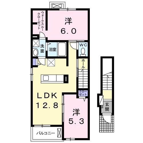 ラフレシール(2LDK/2階)の間取り写真