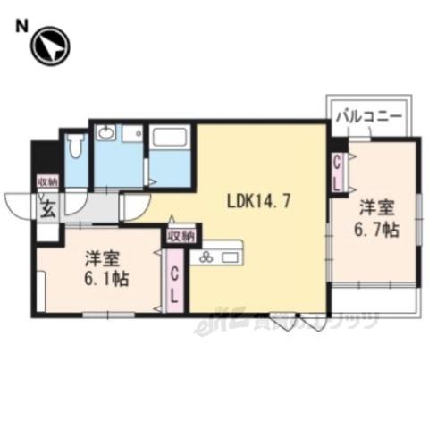 PALACIO西院(2LDK/3階)の間取り写真