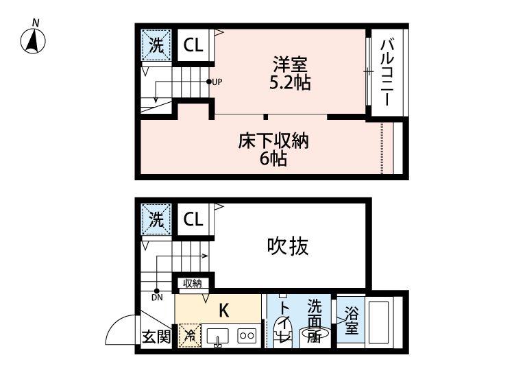 CRASTINE南熊本(1SK/2階)の間取り写真