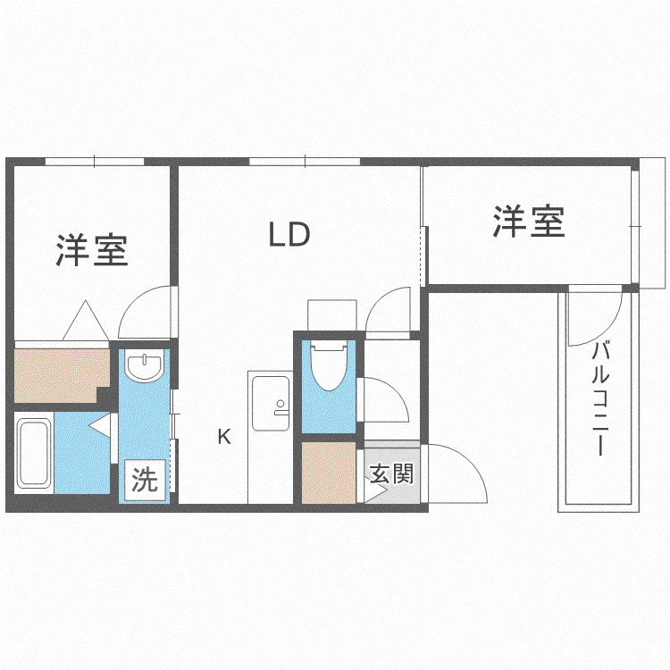 メニーズコート西宮の沢タウンC(2LDK/3階)の間取り写真