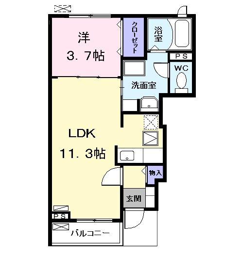 グリシナII(1LDK/1階)の間取り写真