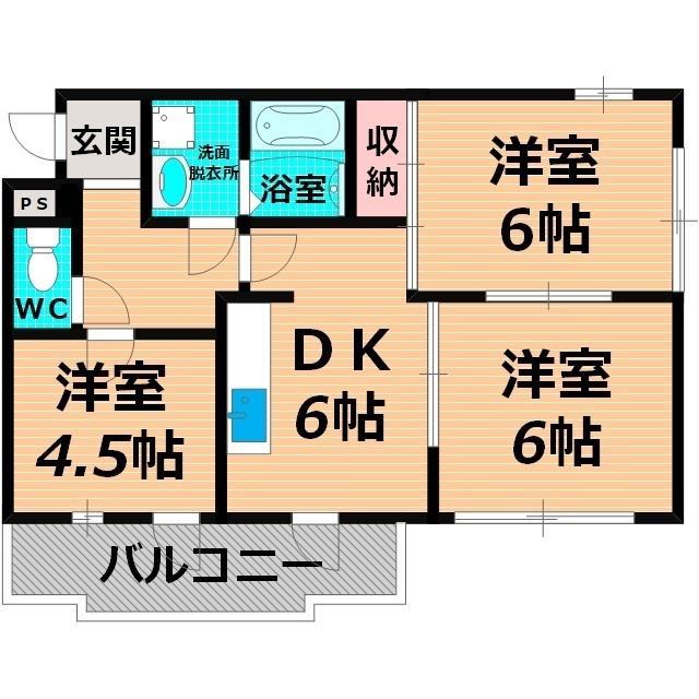 ラフィーネ鶴丸(3DK/2階)の間取り写真
