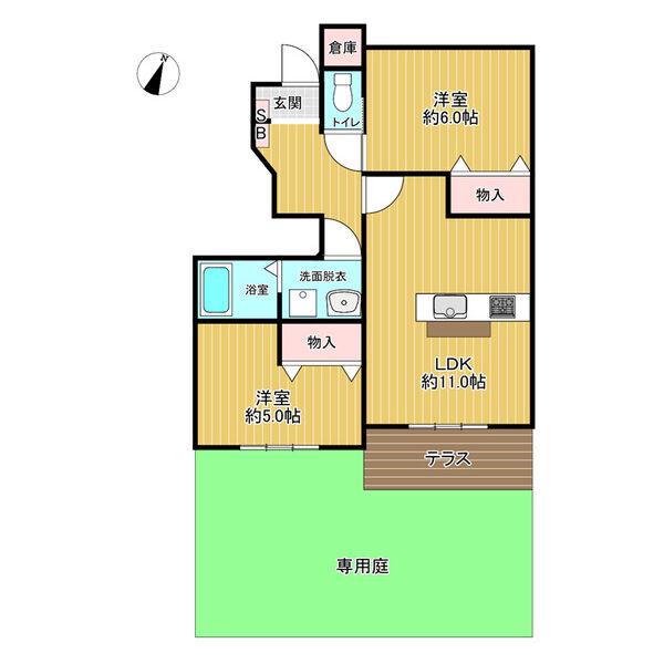 ココプライム(2LDK/1階)の間取り写真