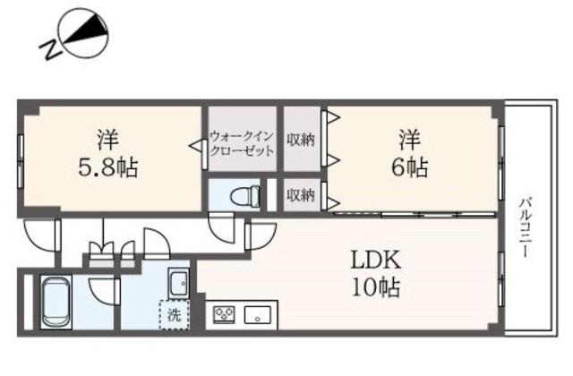 ロイヤルアスコット(2LDK/1階)の間取り写真