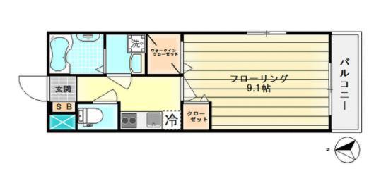 OHプラスSHINKAWA(1K/1階)の間取り写真