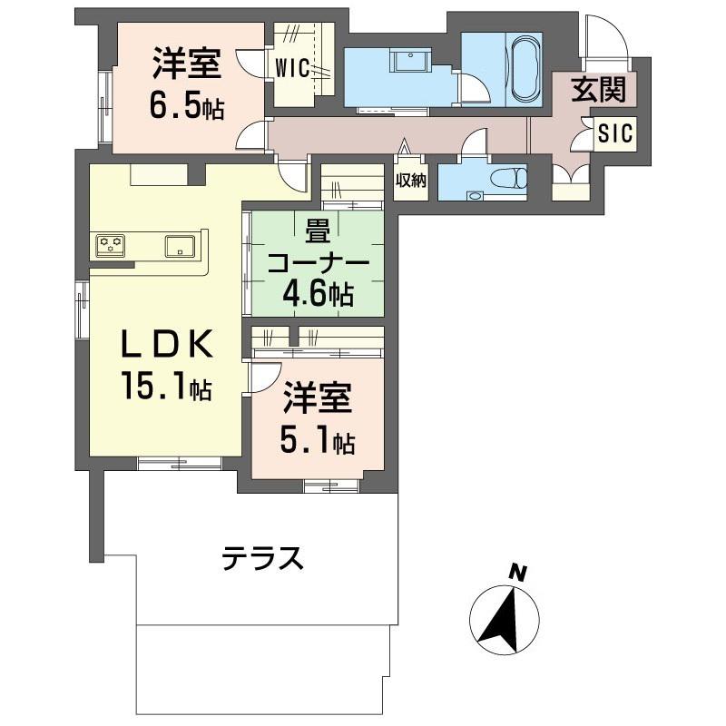アルフェリーチェSHM(3LDK/1階)の間取り写真
