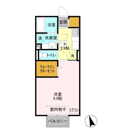 ロイヤル シャルム B棟(1K/1階)の間取り写真