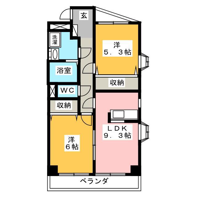 リーズヒルヨコハマ(2LDK/4階)の間取り写真