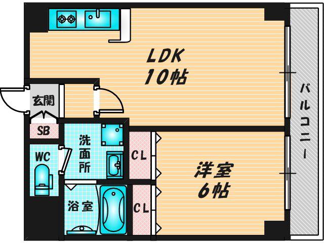 グレイス今里(1LDK/8階)の間取り写真