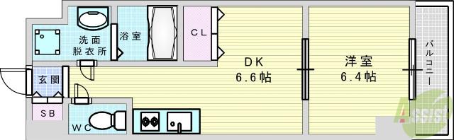 GRAMERCY JUSO-HIGASHI 3RD(1DK/6階)の間取り写真