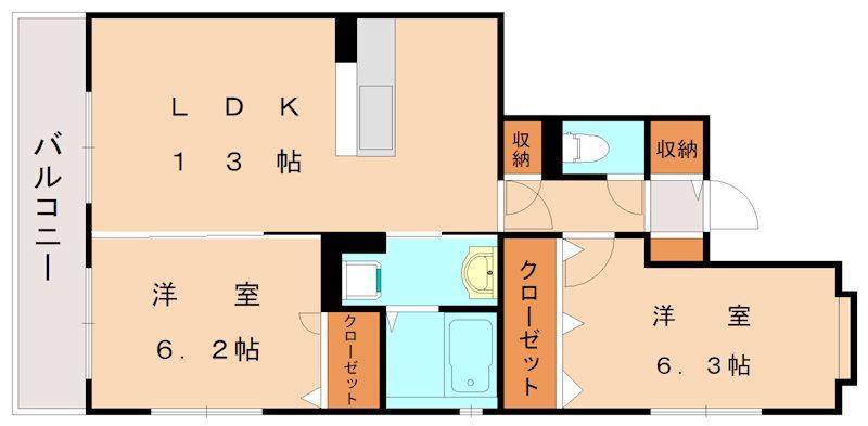 エスペランサ(2LDK/3階)の間取り写真