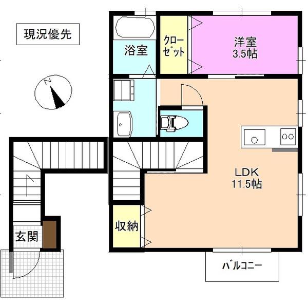 モンチェスナー(1LDK/2階)の間取り写真