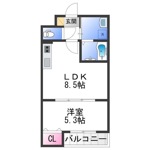 ALEGRIA泉佐野II(1LDK/2階)の間取り写真