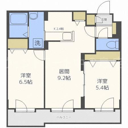 平岸RIVERSIDE(2LDK/4階)の間取り写真
