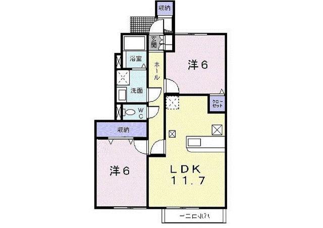 カルムオーブ(2LDK/1階)の間取り写真