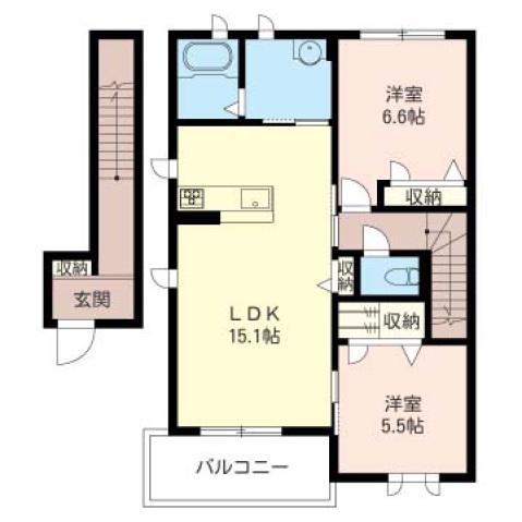 サン・シーロ(2LDK/2階)の間取り写真