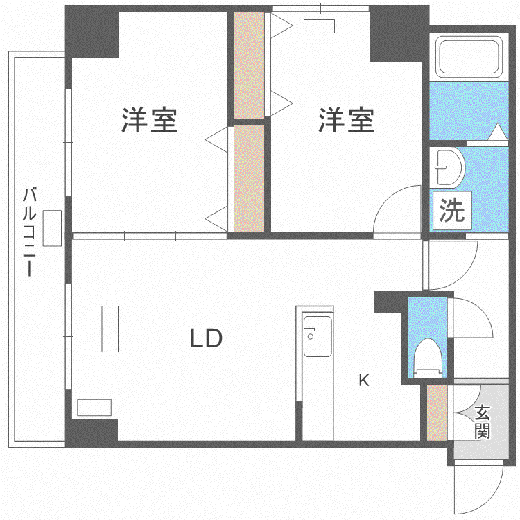N28セントラルビル(2LDK/9階)の間取り写真