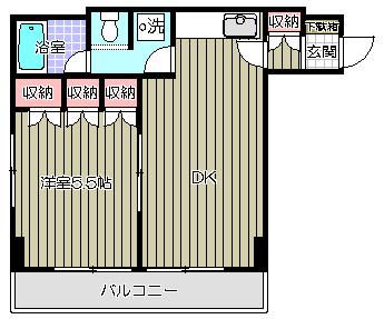 グランフォーレ大井(1DK/2階)の間取り写真