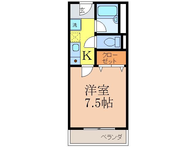 アネックス・ウエスト(1K/1階)の間取り写真