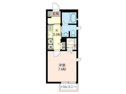 カスタニアン(1K/1階)の間取り写真