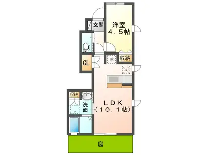 カーサ・ジュラーレ II(1LDK/1階)の間取り写真