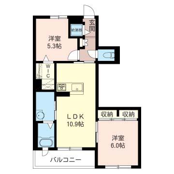 フォルトゥーナ(2LDK/2階)の間取り写真