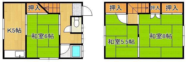 第二石崎アパート(3K/1階)の間取り写真
