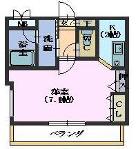 アクアキャニオンHARA(1K/1階)の間取り写真