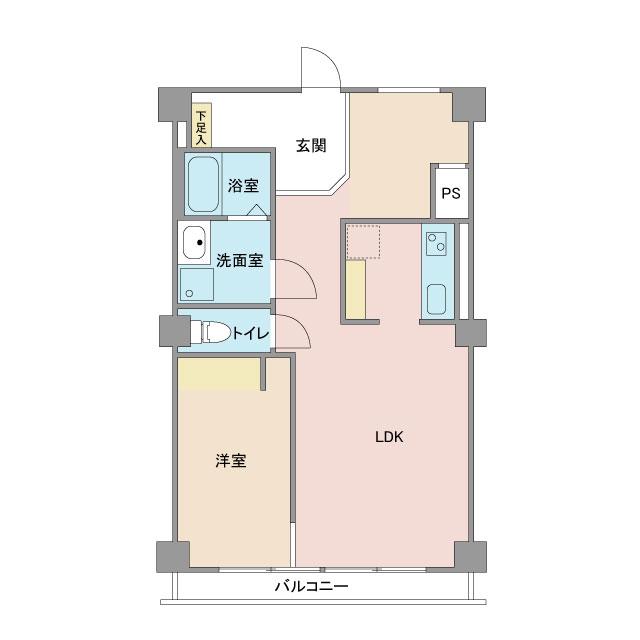 リルームス大津町(1LDK/5階)の間取り写真