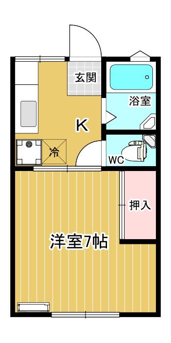 若葉ハイツ(1K/2階)の間取り写真