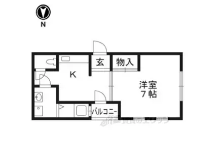 MSガーデン(1K/1階)の間取り写真