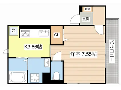 LA・VILLA五箇荘(1K/2階)の間取り写真