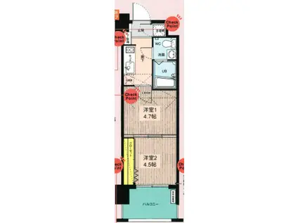 NO46 Vプロジェクト2100天神(2K/12階)の間取り写真