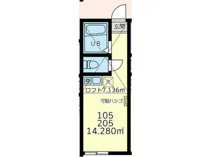 ユナイト南太田ラ・ヴィレンヌ(ワンルーム/1階)の間取り写真
