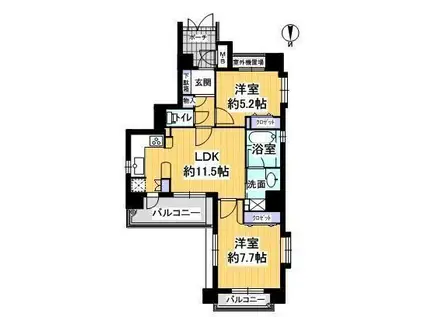 グラビスコート三条堺町(2LDK/2階)の間取り写真