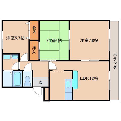 グッドヒルズ桜ヶ丘(3LDK/2階)の間取り写真