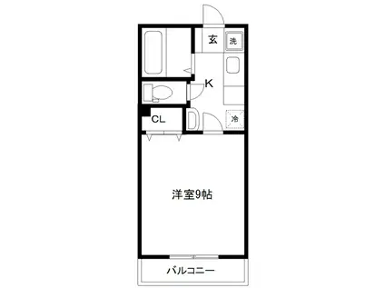 エクレール千代田町B棟(1K/1階)の間取り写真